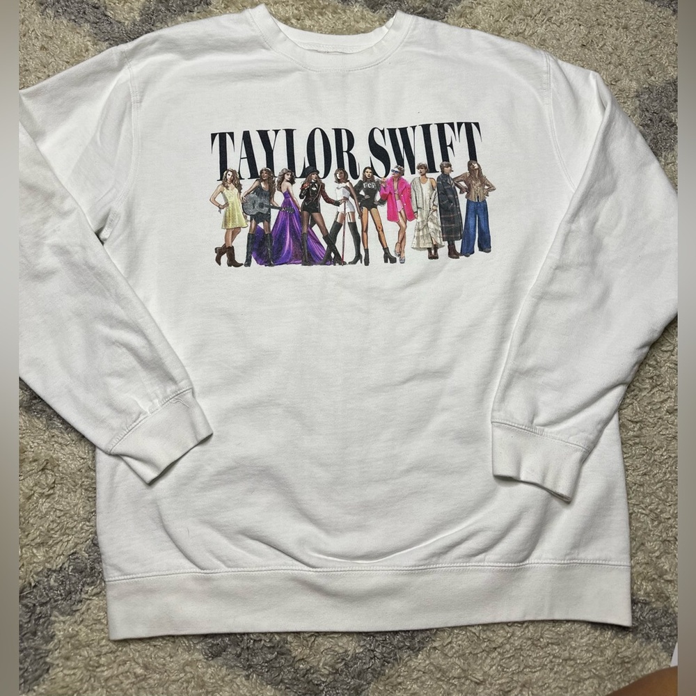 Taylor Swift White Graphic Crewneck Sweater